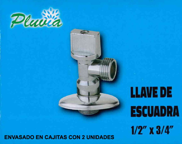 PLUVIA Válvula de llave de escuadra para lavadora 1/2 x 3/4 (Pack de 2 unidades)