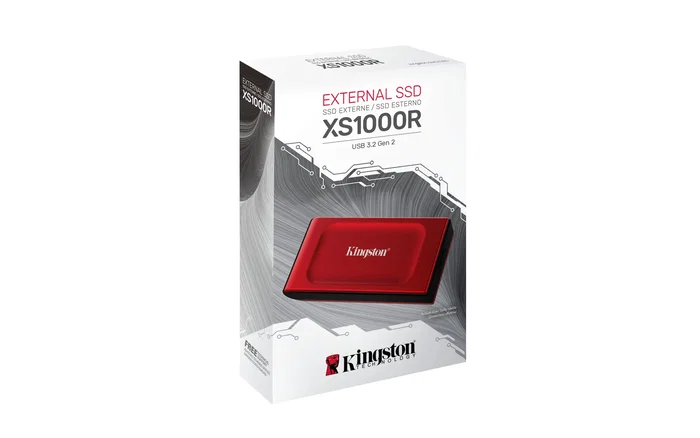Kingston SSD XS1000 Red 2TB Externo USB-C 3.2 Gen 2 - Unidad de Estado Sólido Externa Portátil hasta 1050 MB/s