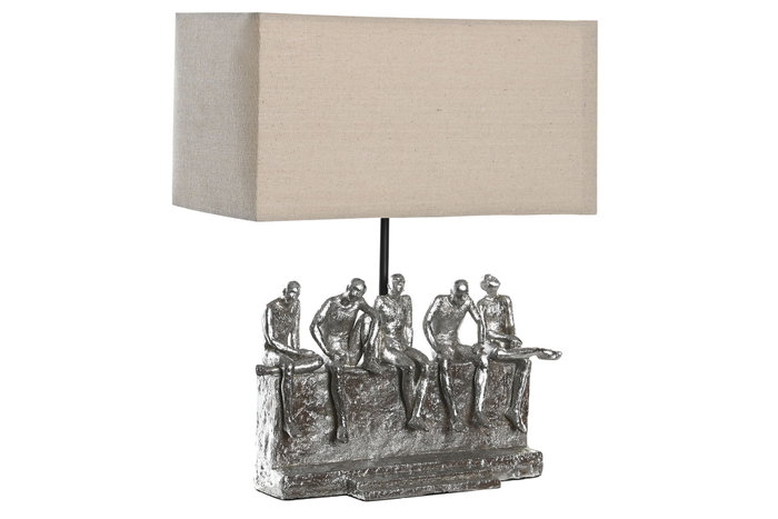 DKD Home Decor Lámpara de Sobremesa de Resina y Metal Plateado y Beige DKD Home Decor Lámpara de Sobremesa de Resina y Metal Plateado y Beige