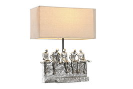 DKD Home Decor Lámpara de Sobremesa de Resina y Metal Plateado y Beige