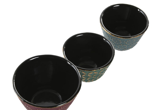 DKD Home Decor Vaso Oriental Verde Granate 8 x 5.5 x 8 cm (6 Unidades) Capacidad 120ml Hierro Colado