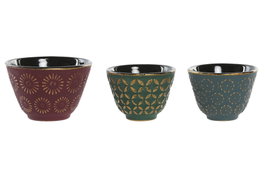 DKD Home Decor Vaso Oriental Verde Granate 8 x 5.5 x 8 cm (6 Unidades) Capacidad 120ml Hierro Colado