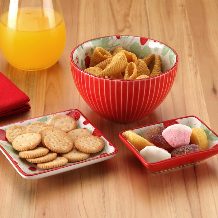 Bol para Aperitivos Versa Cerámica Porcelana Fresas 12,5 x 7,2 x 12,5 cm