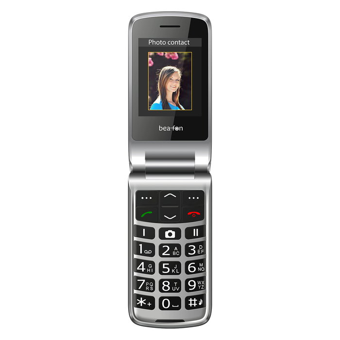 Bea-fon SL605 Telefono movil concha negro resistente al agua IP54, pantalla 2.4" TFT, camara 1.3 MP, radio FM, bateria 1050 mAh, unica SIM, USB-C