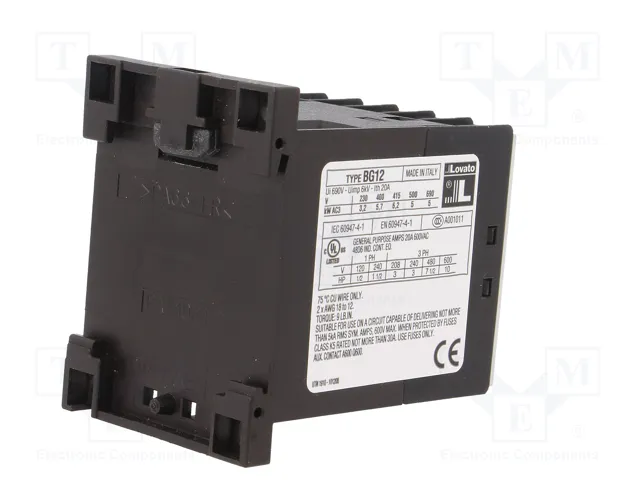 LOVATO ELECTRIC Contactor BG 3-polar 12A 24VDC LOVATO ELECTRIC Contactor BG 3-polar 12A 24VDC