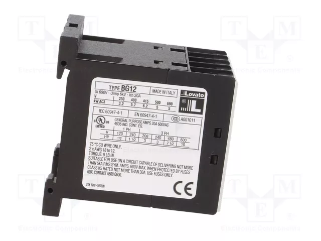 LOVATO ELECTRIC Contactor BG 3-polar 12A 24VDC LOVATO ELECTRIC Contactor BG 3-polar 12A 24VDC