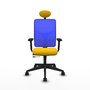 PIQUERAS Y CRESPO Silla de oficina Motilla con mecanismo Sincro/Traslack, Amarillo y Azul