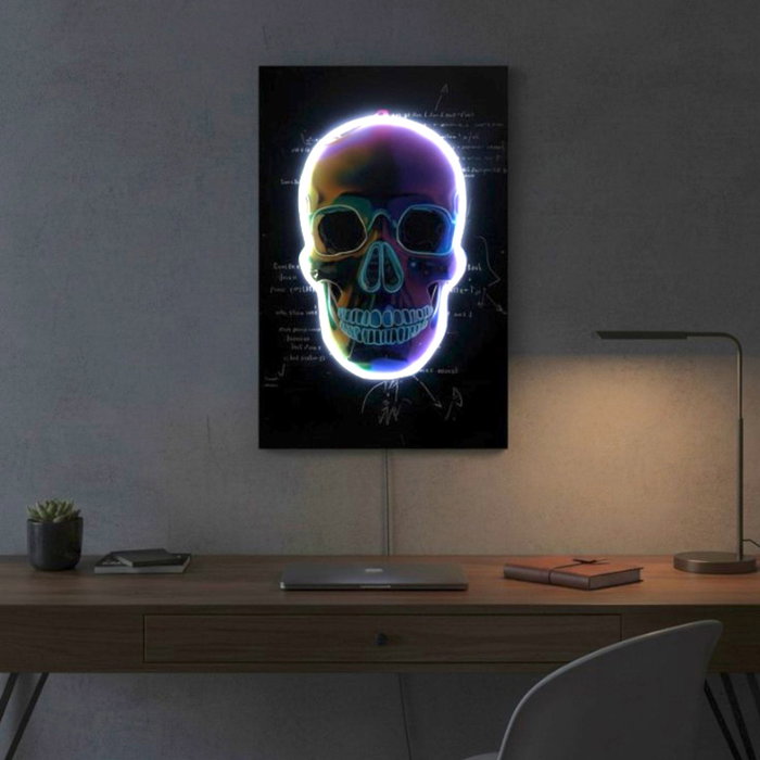 Home Deco Factory Cuadro Neón LED Cráneo 40x60 cm
