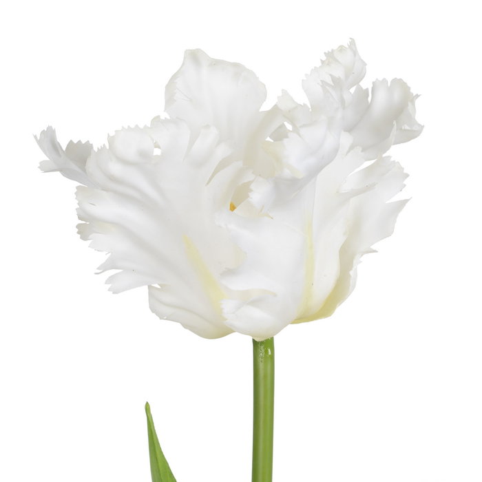 Flor Tulipán Blanco Tejido Decoración 63 cm (Set de 12)