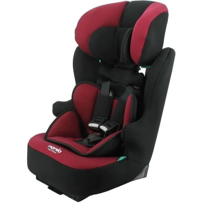 Silla de coche con cinturón NANIA RACE I 76-140 cm R129  de 3 a 10 años  Reposacabezas regulable  Base reclinable  Rojo  Fabricación francesa