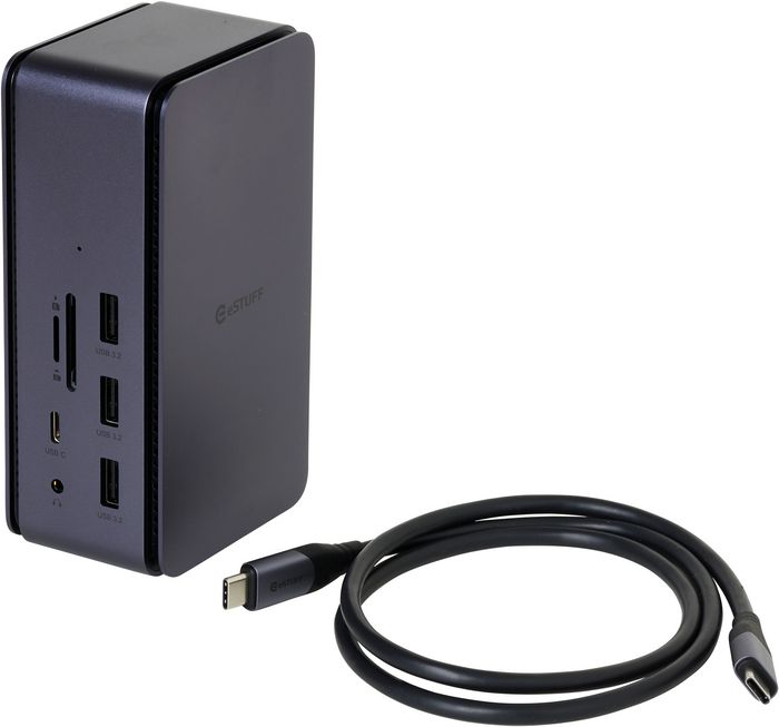 eSTUFF Dock USB4 Pro Dual Monitor 8K 100W PD con 7 Puertos USB (sin Fuente de Alimentación)