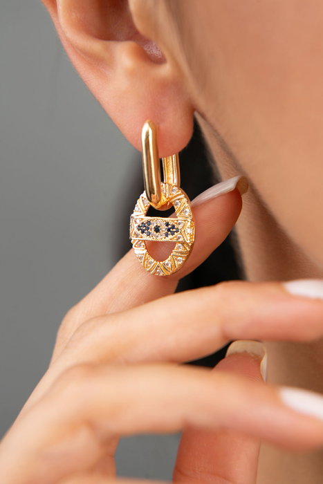 Heliophilia Silver Pendientes CKP9348 Metal Dorado Circonita Antialergicos Resistentes al Deslustre Elegantes Sofisticados Elegancia Atemporal Belleza Diametro 1.4cm