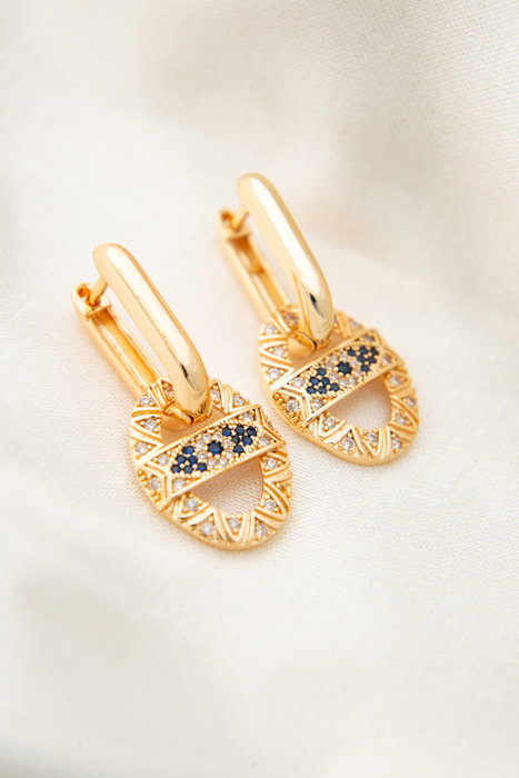 Heliophilia Silver Pendientes CKP9348 Metal Dorado Circonita Antialergicos Resistentes al Deslustre Elegantes Sofisticados Elegancia Atemporal Belleza Diametro 1.4cm