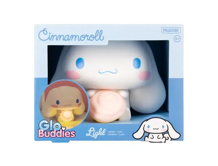 Wondee Cinnamoroll GloBuddies Light - Lámpara de silicona Sanrio con luz ambiental suave, ideal como luz nocturna, figura decorativa kawaii de Cinnamoroll para habitación