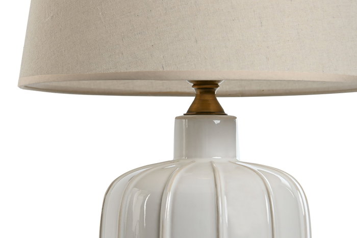 DKD Home Decor Lámpara de sobremesa de porcelana y algodón Blanco DKD Home Decor Lámpara de sobremesa de porcelana y algodón Blanco