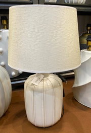 DKD Home Decor Lámpara de sobremesa de porcelana y algodón Blanco