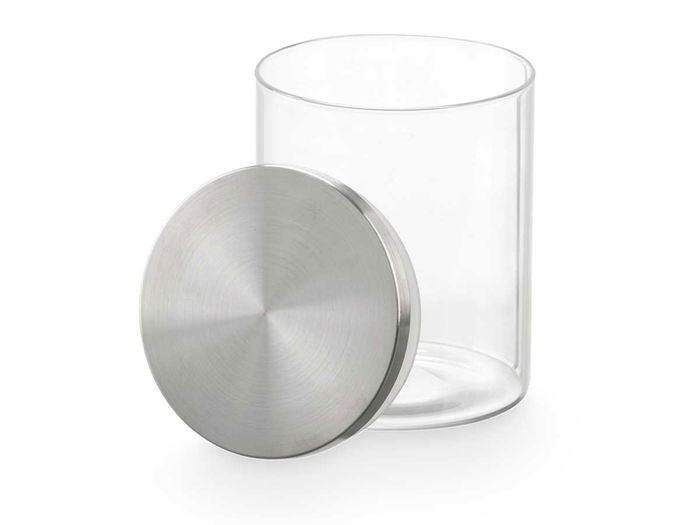Vivalto Tarro Redondo Borosilicato 800 ml con Tapa de Acero Transparente y Plata 10x13x10 cm (Set de 12)