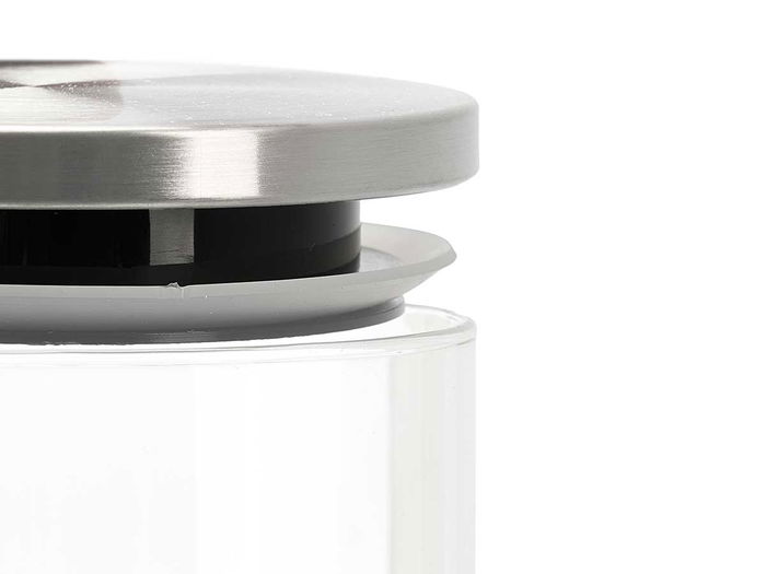 Vivalto Tarro Redondo Borosilicato 800 ml con Tapa de Acero Transparente y Plata 10x13x10 cm (Set de 12)