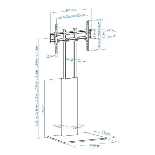 Tooq Soporte de Suelo Mirror FS2288M-B para Pantallas 32-85 pulgadas