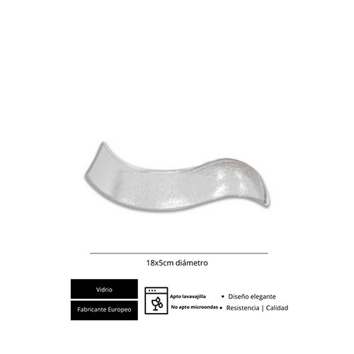 Ola Fuente Pequeña de Vidrio, Forma de Ola, 18 x 15 cm, Complemento de Cristalería, Colección Ola (Set de 6)