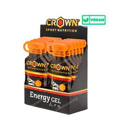Crown Sport Nutrition Energy Gel Naranja, Geles Energéticos Técnicos con Carbohidratos, BCAA, Sales y Aminoácidos para Deporte, Pack de 12 Unidades x 40g, Apto para Veganos