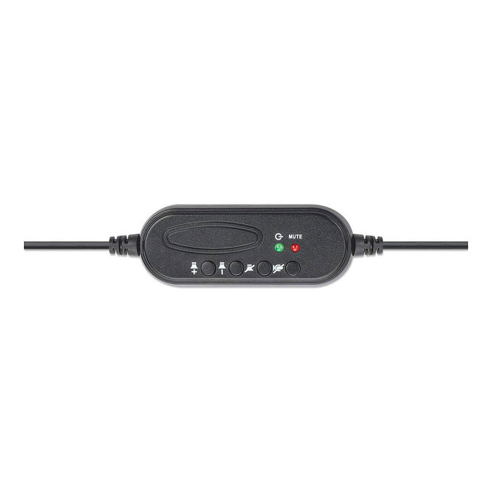 MANHATTAN Auriculares USB Mono de Diadema Oficina con Micrófono Boom Plegable Unidireccional 20-20000 Hz 1.5m Negro