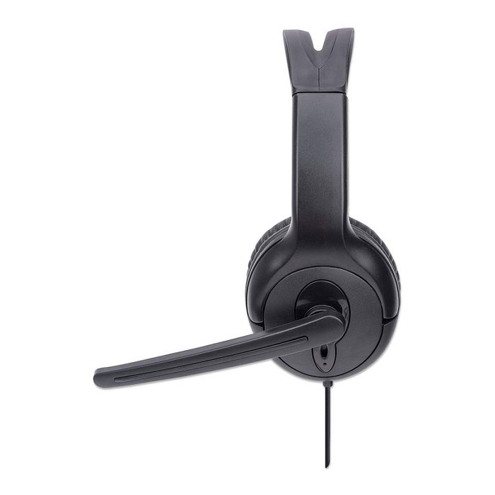 MANHATTAN Auriculares USB Mono de Diadema Oficina con Micrófono Boom Plegable Unidireccional 20-20000 Hz 1.5m Negro