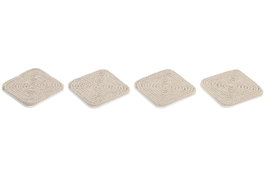DKD Home Decor Set de 4 Posavasos de Cuerda y MDF Natural