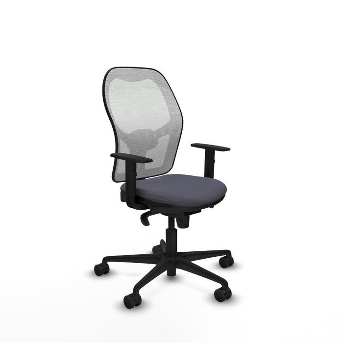 Silla de oficina Jorquera con mecanismo Sincro tapizada con Tela color Gris oscuro y malla color Blanco. Equipada con lumbar 1D, Brazos 1D y Ruedas 65mm nailon Silla de oficina Jorquera con mecanismo Sincro tapizada con Tela color Gris oscuro y malla color Blanco. Equipada con lumbar 1D, Brazos 1D y Ruedas 65mm nailon