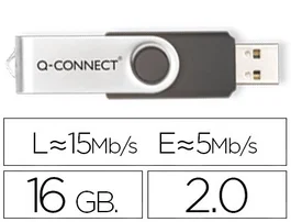Q-connect Memoria USB Flash 16 GB 2.0 Negro