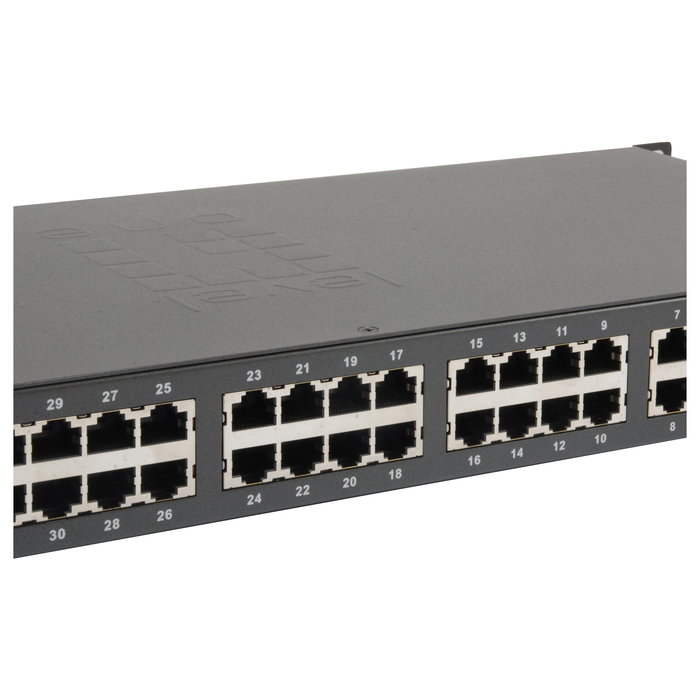 LevelOne Switch No Administrado FGP-3400W380 con 32 Puertos Fast Ethernet PoE (30W) y 2 Puertos Gigabit, Presupuesto PoE 380W, Montaje en Rack 19"