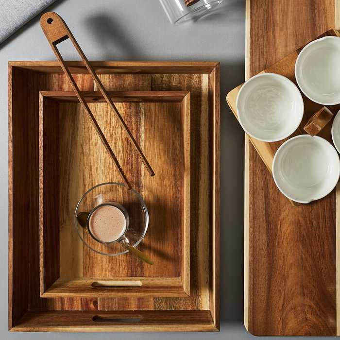 Home Deco Factory Bandeja con Asas Acacia 32x23 cm