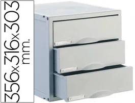 Archivo 2000 Archisystem Fichero Cajones Sobremesa 3 Cajones Color Gris 356x316x303 mm