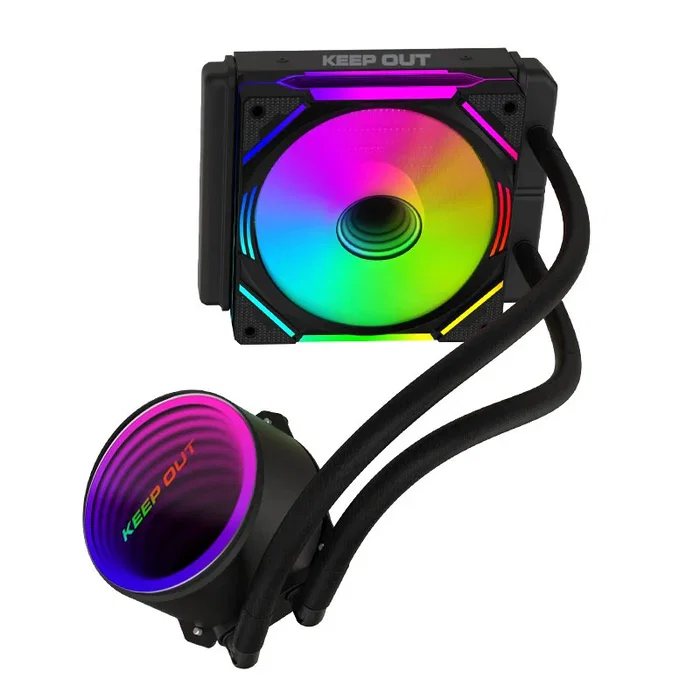 Keep Out Refrigeración Líquida XWC-120 Negro - 12 cm Ventilador ARGB, 150W TDP, AIO para Intel (LGA115x/1200/1700/1366/2011/2066) y AMD (AM5/AM4)
