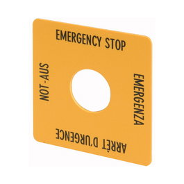 Eaton M22-XYK1 Schild NOT-AUS 216484 amarillo 50x50mm 4-idiomas DE EN FR IT