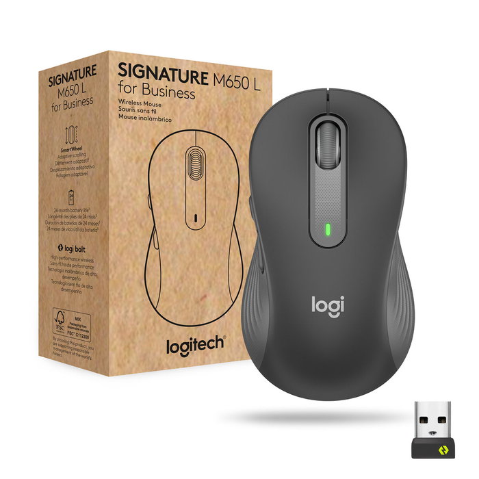 Logitech Signature M650 L for Business Ratón Inalámbrico Grafito Logitech Signature M650 L for Business Ratón Inalámbrico Grafito