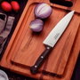 Tramontina Cuchillo Chef Polywood Castaño, Hoja Acero Inoxidable, Mango Madera Tratada, Apto para Lavavajillas, 17.8 cm