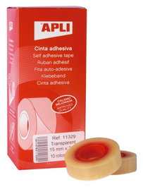 Cinta Adhesiva Apli Transparente Rollo 33X15 (Set de 10)