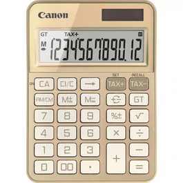 Canon KS-125KB Calculadora de Sobremesa 12 Dígitos, LCD, Cálculo de Impuestos, Color Oro, Fuente de Energía Solar y Batería LR44