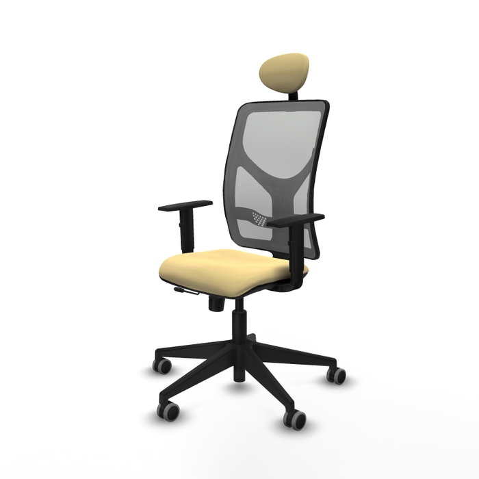 PIQUERAS Y CRESPO Silla de oficina Motilla con mecanismo Sincro/Traslack, Crema y Gris