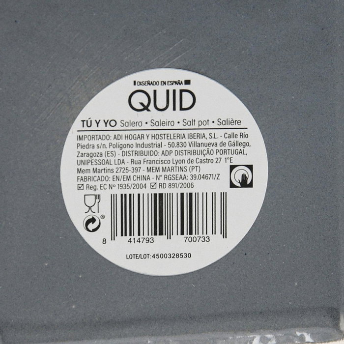 Salero Cerámico Tu Y Yo Quid 12x12 cm (24 Unidades)