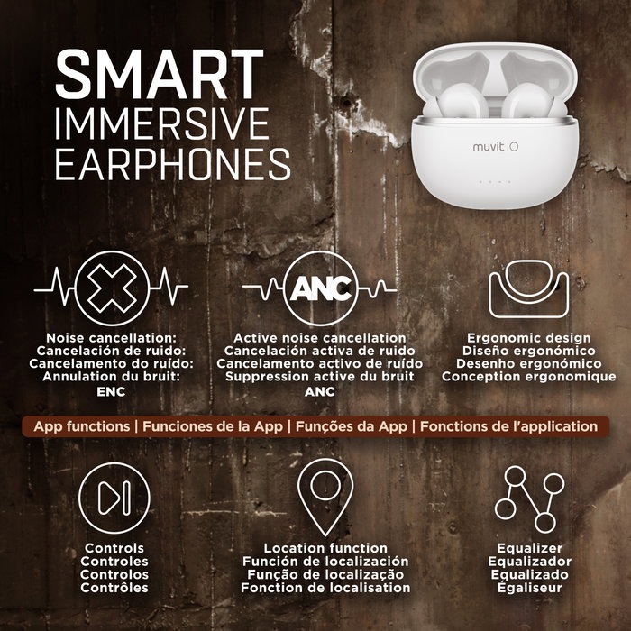 Muvit Auriculares Smart True Wireless Inalambrico Blanco ANC Bluetooth V5.3 Cancelacion Ruido Muvit Auriculares Smart True Wireless Inalambrico Blanco ANC Bluetooth V5.3 Cancelacion Ruido