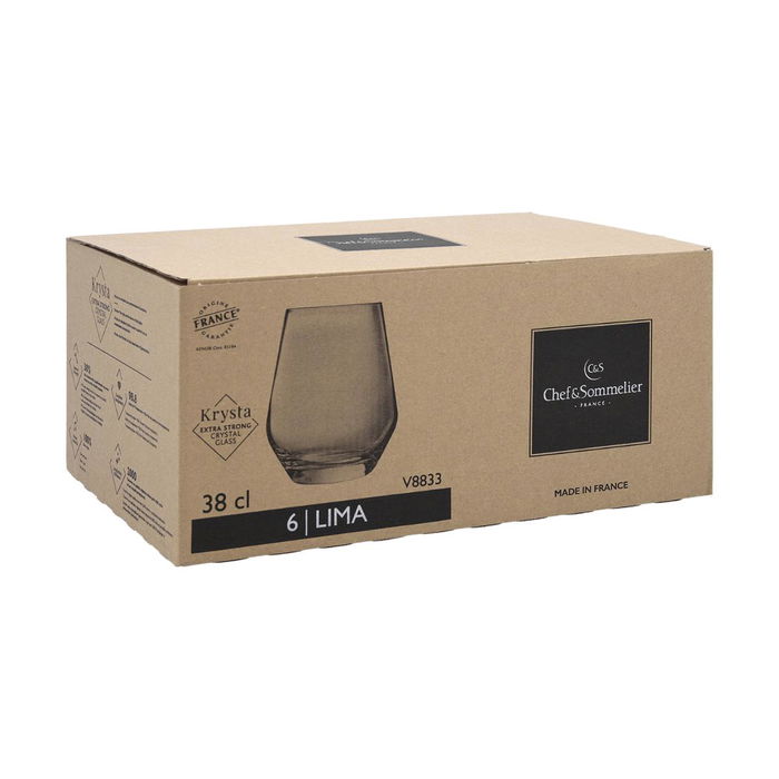 Caja 6 Vasos Altos Krysta Eco Lima Chef & Sommelier 38 cL
