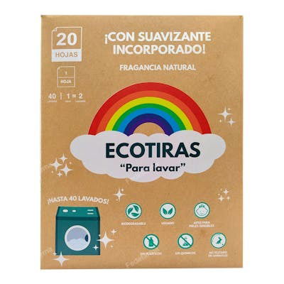 ECOTIRAS Tiras para Lavadora Detergente con Suavizante Ecológico 20 Hojas
