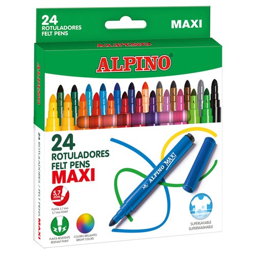 Alpino Estuche de 24 Rotuladores Maxi Punta Gruesa Surtidos