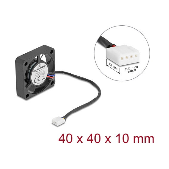 DeLOCK Ventilador Axial 12 V DC 40 x 40 x 10 mm Negro