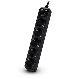 CyberPower B0520SC0-DE Regleta con Interruptor, 5 Tomas de Corriente, Negra
