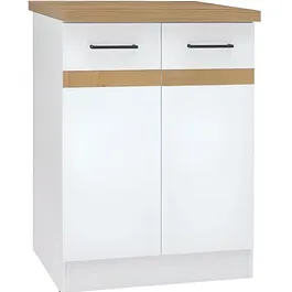 Junona Bajo Gabinete de Cocina 60 cm 2 Puertas Tesca de Trabajo Blanco Brillante JUNONAMB2P60BLPL
