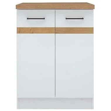 Junona Bajo Gabinete de Cocina 60 cm 2 Puertas Tesca de Trabajo Blanco Brillante JUNONAMB2P60BLPL