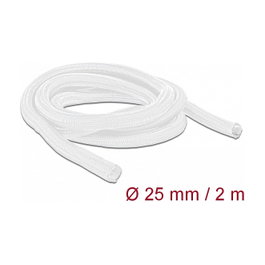 DeLOCK 20701 Funda trenzada con cierre automático de 2 m x 25 mm, Blanco